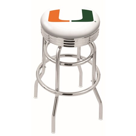 Holland Bar Stool Co 30" Chrome 2-Ring Miami (FL) Swivel Bar Stool, Accent Ring L7C3C30Mia-FL